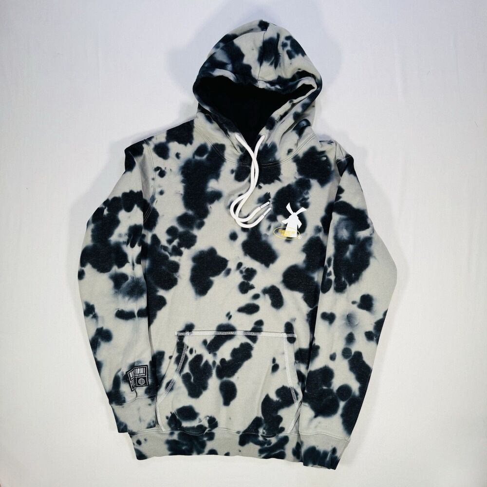 Dutch Bros Coffee Tie Dye Hoodie Sweatshirt Medium Black Gray with Graphic Back - Picture 1 of 7